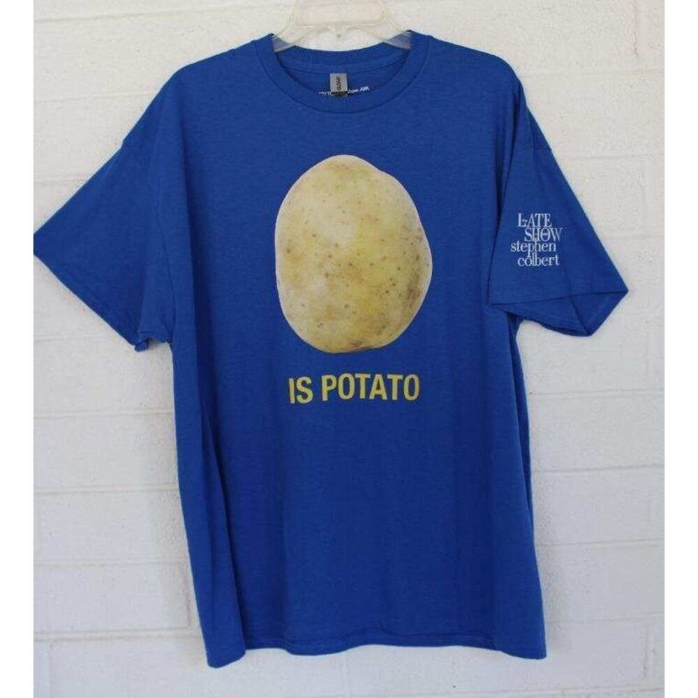 Late Show Stephen Colbert  XL Blue Is Potato Gildan Cotton Blend SS T-Shirt